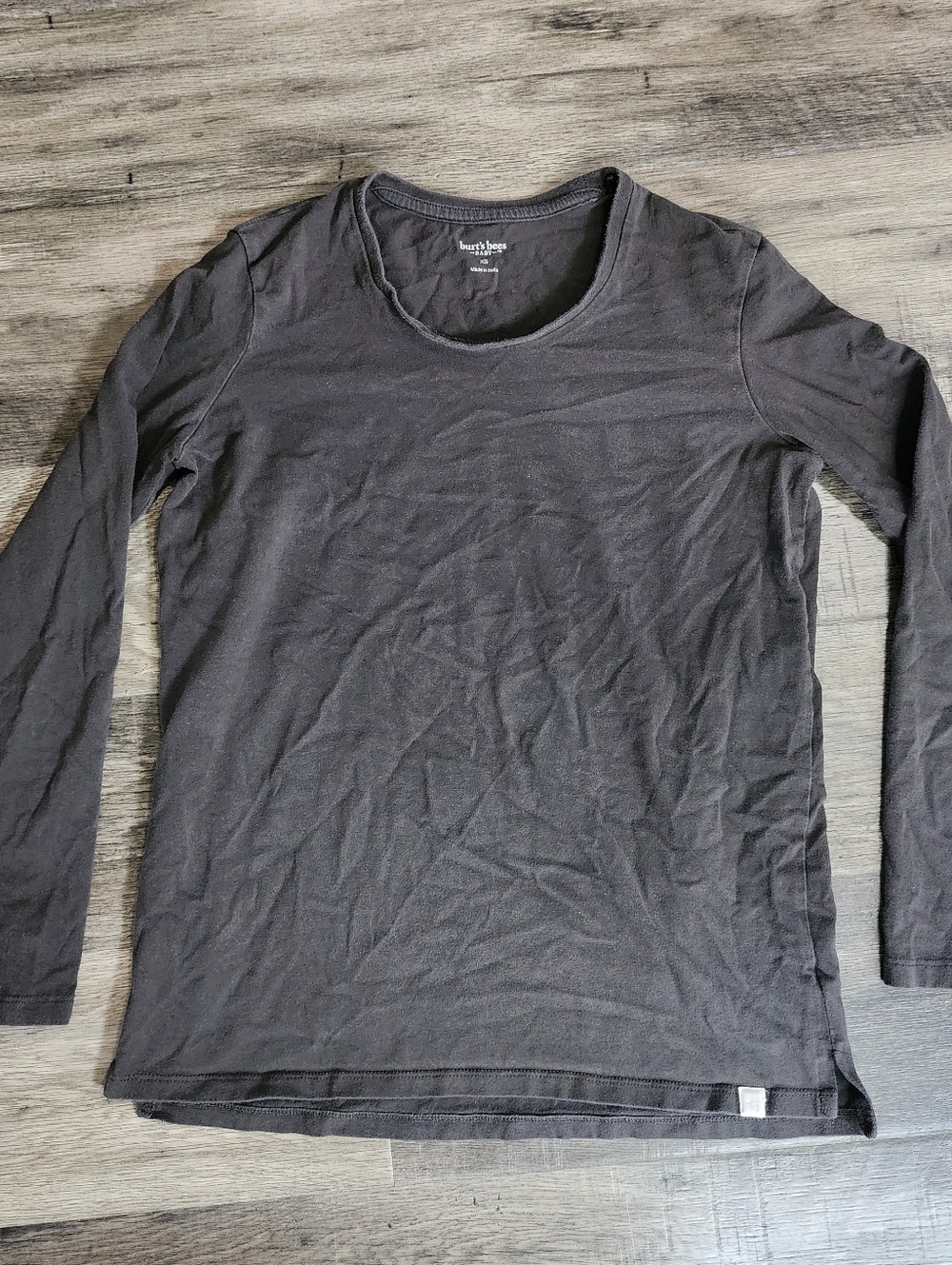 Organic Cotton Burt’s Bee Womens Long Sleeve Crew Neck Gray Casual T Shirt XS